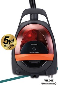 Resim GOLDMASTER Yıldız Siyah Çift Hepa Filtreli 2.5 Litre Geniş Hazneli Toz Torbasız Elektrikli Süpürge GM7535B 