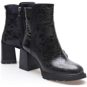 Resim Kadın Deri Bot Benekli Topuklu Fermuarlı Siyah Arvenna Siyah 