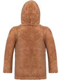 Resim Erkek Çocuk Açık Kahve Kapşonlu Peluş Ceket - Kahverengi / 3-4 Yaş 