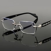 Resim Erkekler ve Kadınlar için Ultra Hafif Çerçevesiz Gözlükler - Retro Elmas Kesim Kenar, Klasik Unisex Bilgisayar Gözlüğü, Dayanıklı Demir Çerçeve, Unisex Gözlükler 