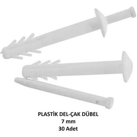 Resim Plastik Çivili Korniş Dübeli, 7 Mm Del Çak Dübeli 30 Adet 7 MM 
