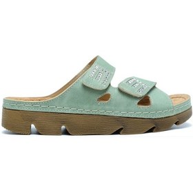 Resim Sıb220511 Kifidis-natura Kadın Taşlı Anatomik Deri Terlik 36-41 Yeşil/green Yeşil 