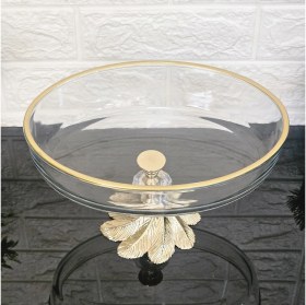 Resim Atabey Home Paşabahçe Oval Borcam Gold Döküm Semerkand Yuvarlak Ayaklı Gold Detaylı Sunumluk 26 cm 