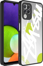 Resim Aksesuarcim Samsung Galaxy A22 4G ile Uyumlu Kılıf Aynalı Parlak Desenli Figürlü Kamera Lens Korumalı Kapak Mirror Yazı 