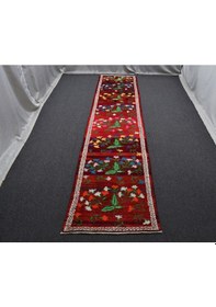 Resim Zehra Abla Halı Yeni El Dokuma Çiçekli Kırmızı Herki Yolluk Bukleli Pamuklu Yün Halı 5863 Renkli 