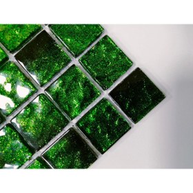 Resim MozaiKristaL Mutfak Tezgah Arası Ve Iç Dekorasyon Için 23x23x4 Mm, 30x30 Cm. Yeşil Siyah Efektli Kristal Mozaik. 
