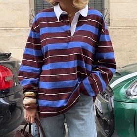 Resim Kadınlar için Şık Çizgili Oversize Kazak Ceket - Kahverengi/Mavi/Bej Yatay Çizgiler, Sezonluk Düğmeli Ön Kapşonlu Hırka, İklimler Arası Makinede Yıkanabilir Günlük ve Profesyonel Giysi İçeren Süveter, Kadınlar İçin Sonbahar Kıyafetleri, Kadınlar İçin Uzun Kollu Üstler, Büyükbaba Kazak, Kadın Giyim, Kadınlar İçin Trend Kıyafetler, Kadınlar İçin Üst Giyim, Kadınlar için Sonbaharlık Kazaklar, Kadın Sonbahar Kıyafetleri, Üstler, Gömlekler, Bluz, Kadınlar İçin Şık ve Zarif Üstler 