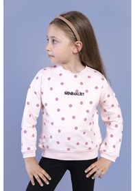 Resim Toontoy Kız Çocuk Puantiye Desenli Sweatshirt Pudra 