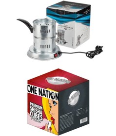 Resim Payidar Tobacco Elektrikli Nargile Köz (kömür) Yakma Makinası / Ocağı + One Nation 26er 1kg Nargile Kömürü 