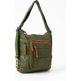 Resim 571 Collections Yıkanmış Deri Hem Sırt Hem Omuz Çantası Yeşil Model: 571-14-18d 