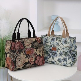 Resim Kadınlar İçin Tote Çanta Yeni Ürün, Kalın Örgü Jakar Kumaşlı, Taşınabilir Alışveriş Çantası, Günlük Kullanım, Retro Tarz, Büyük Kapasiteli, Etnik Stil, Ofis ve Geziye Uygun, Ramazan Bayramı İçin El Çantası 
