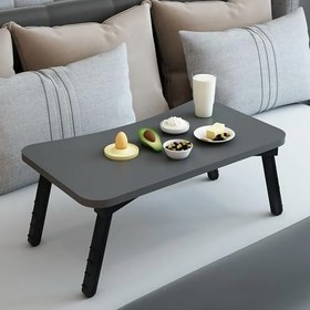 Resim interGO Gri Renkli Laptop Katlanabilir Yatak Koltuk Üstü Kahvaltı Bilgisayar Sehpası - Antrasit Gri 