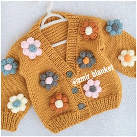 Resim İzmirblanket El Örgüsü Papatyalı Bebek Crop Hırka 