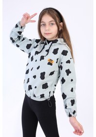 Resim Toontoy Kız Çocuk Komple İnek Baskılı Sweatshirt Yeşil 