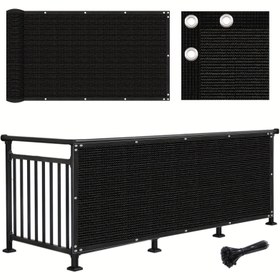 Resim DELLNA Balkon Gizlilik Perdesi - 1m/3.3ft HDPE UV Dayanıklı Kenarlıklı Panel - Balkon Korkulukları, Bahçeler ve Teraslar için Opak Güneşlik - 1 Adet (Siyah) 