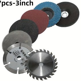 Resim 7 Parça Çok Renkli 3 İnç Dairesel Testere Bıçağı Seti, 75mm - Dayanıklı Çelik Yapı, Verimli Kesim için Keskin Dişler - Ahşap, Metal & Plastik için İdeal, Atölye Temel Gereçleri|Dayanıklı Testere Bıçakları|Çeşitli Diş Tasarımı 