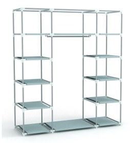 Resim PORMET Çelik Profilli Siyah Renk Bez Dolap, Kumaş Gardırop 