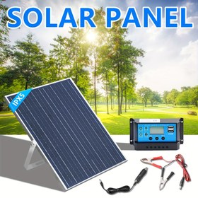 Resim 1 adet polikristal silikon malzemeli güneş paneli seti, kontrolcü dahil, USB 5V güneş şarj cihazı, mobil güç kaynakları, kampçılık, yürüyüş, araçlar, tekneler, telefonlar, sokak lambaları, izleme sistemleri ve evcil hayvan kulübeleri için uygun 