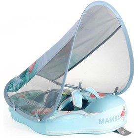Resim Mambobaby Yüzme Simidi - Mavi Flamingo, Emniyetli, Gölgelikli Ve Ayak Destekli 