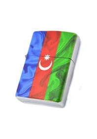 Resim Azerbaycan Bayrak Baskılı Benzinli Çakmak 