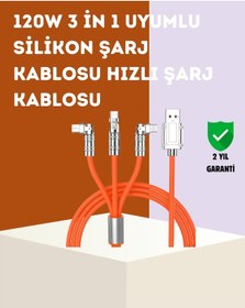 Resim 120 W Hızlı Çözüm Sunan 3'ü 1 Usb Şarj Kablosu Sağlam Gövde 
