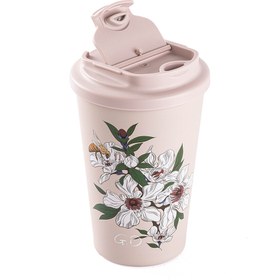 Resim Tantitoni KAKE PEMBE ÇİÇEK DESENLİ PASLANMAZ ÇELİK TERMOS BARDAK 380ML 