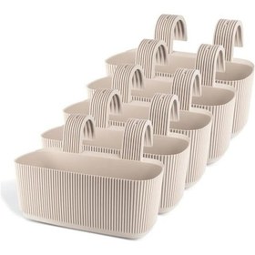 Resim Omnipazar Krs-249 Plastik Pera Askılı Balkon Saksı 3.2 Lt Krem 5 Adet 
