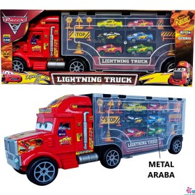 Resim Brother Toys Dev Boy 56 Cm. Metal Araba Taşıyan Şimşek Mcqueen Tır Mekkuin ve 6'lı Metal Araba + 9 Parça Aksesuar 