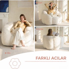 Resim puffiber Puf Koltuk Çiçek Tasarımlı Peluş Armut Koltuk Rahat TV ve Okuma Koltuğu 105x80 cm 