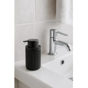 Resim Serisi Siyah Banyo Seti, 5 Parça Akrilik 5 Litre Çöp Kovası, Sabunluk, Fırçalık Takımı - 3088 