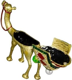 Resim Kristal Taş İşlemeli Dekoratif Deve Biblosu, Metal, 14 cm x 17 cm, Renkli (Altın Rengi) 