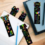 Resim 48/24 Adet Canlı Renkli Gökkuşağı Hayvan Kazıma Kitap Ayracı - Okuma, Sınıf, Doğum Günü, Cadılar Bayramı ve Noel Partileri için DIY Kağıt El Sanatları | Kimyasalsız | Dayanıklı Tasarım | Sınıf Dekorasyonu 