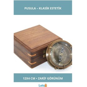 Resim Ahşap Kutulu Zarif Pusula 12x4 Cm 1 Adet 
