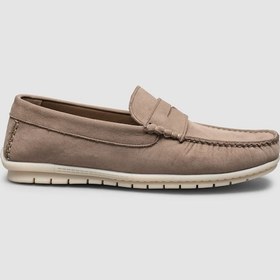 Resim Cabani %100 Hakiki Deri Bej Süet Erkek Loafer Bej 