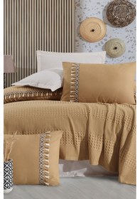 Resim Clasy Butik Çift Kişilik Pike Takımı Bohamline Hardal V6 