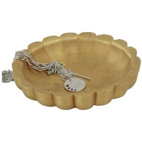 Resim Dekoratif Kase Takı Kutusu Yüzük Kolye Kutusu Mum Tabağı Takı Organizer Çiçek Model - Altın 