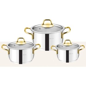 Resim Özlife Ada 3'lü Gold Kulp Güveç Tencere Seri 518 