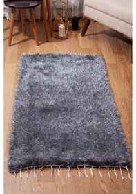 Resim El Dokuması Peluş Kilim 70 140 Cm Yolluk Banyo Mutfak Kapı Önü Paspası Kırçıllı Gri 