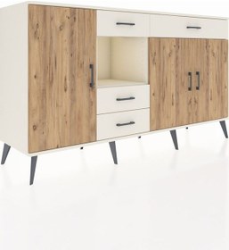 Resim Hyperion Konsol 4 Raflı 4 Çekmeceli 3 Kapaklı 176x44x99 Aytaşı-çam/aytaşı Aytası/atlas Çam - Aytası 