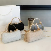 Resim 2025 Yeni Kadınlar için Parıldayan Taşlı Akşam Çantası Tasarımı, Partiler ve Gece Etkinlikleri İçin Mükemmel Parlak Crossbody Zincirli Çanta. Dört Renkte Mevcut - Altın, Gümüş, Siyah, Pembe 