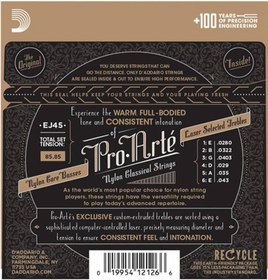 Resim D'Addario EJ45-3D Pro-Arte Klasik Gitar Tel Seti (3'lü Ekonomik Paket - Normal Tansiyon) | Gümüş Kaplama Sargı, Şeffaf Naylon Üst Teller ve Profesyonel Standart 