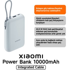 Resim Xiaomi Power Bank Entegre Kablo 10000mAh 22.5W BHR9073GL - Buz Mavisi 