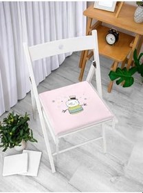 Resim RealHomes Pembe Zeminde Kardan Adam Çizim Desenli Modern Fermuarlı Sandalye Minderi 