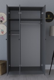 Resim Remaks Fuga 3 Kapaklı Elbise Dolabı - Antrasit Gövde Antrasit Kapak 