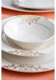 Resim Acar Rosaline 60 Parça 12 Kişilik Gold Porselen Yemek Takımı Ncy-06210 Altın 
