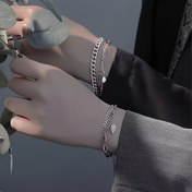 Resim 2 Adet Titanyum Çelik Kalp Zincir Bileklik Çiftler İçin - Günlük ve Parti Hediyeleri İçin Rahat Stil Kaplamasız, Manyetik Olmayan Moda Hip-Hop Takı 