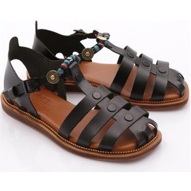 Resim Dgn 306 Kadin Bilekten Bağlama Boncuklu Sandalet Siyah 