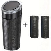 Resim Xuweiwei 3 Parça Araba Çöp Kutusu Press & Flip Kapaklı Gümüş Rengi 2 Çöp Poşeti İle 