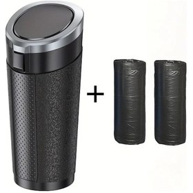 Resim Xuweiwei 3 Parça Araba Çöp Kutusu Press & Flip Kapaklı Gümüş Rengi 2 Çöp Poşeti İle 