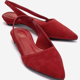 Resim Luvishoes Berlına Kırmızı Süet Hakiki Deri Kadın Alçak Topuklu Ayakkabı 